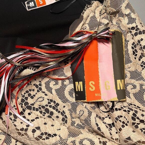 NWT MSGM One-Shoulder Lace Beige Dress (018) - Picture 12 of 16